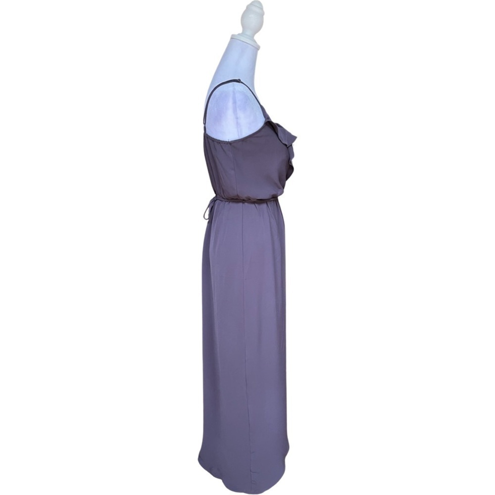 Everly Maxi Dress Ruffle Gray Wrap Sundress Party Sz Small Anthropologie - Picture 4 of 10